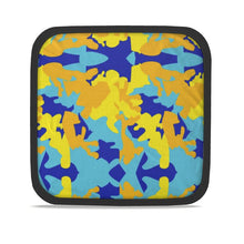 Load image into Gallery viewer, Yellow Blue Neon Camouflage Hot Dish Pads by The Photo Access