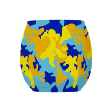 Lade das Bild in den Galerie-Viewer, Yellow Blue Neon Camouflage Glass Tealight Holder by The Photo Access