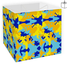 Load image into Gallery viewer, Yellow Blue Neon Camouflage Square Lamp Shade by The Photo Access
