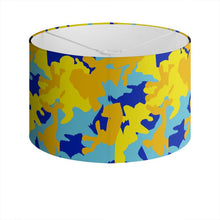 Load image into Gallery viewer, Yellow Blue Neon Camouflage Drum Lamp Shade by The Photo Access