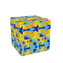 Load image into Gallery viewer, Yellow Blue Neon Camouflage Cube by The Photo Access