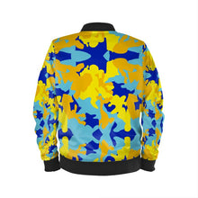 Load image into Gallery viewer, Yellow Blue Neon Camouflage Mens Bomber Jacket by The Photo Access