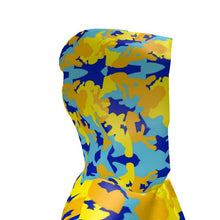 将图片加载到图库查看器,Yellow Blue Neon Camouflage Womens Hooded Rain Mac by The Photo Access
