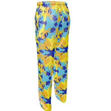 将图片加载到图库查看器,Yellow Blue Neon Camouflage Mens Silk Pajama Bottoms by The Photo Access
