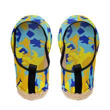 Load image into Gallery viewer, Yellow Blue Neon Camouflage Loafer Espadrilles by The Photo Access