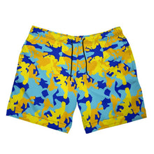Load image into Gallery viewer, Yellow Blue Neon Camouflage Mens Swimming Shorts by The Photo Access