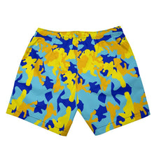 Load image into Gallery viewer, Yellow Blue Neon Camouflage Mens Swimming Shorts by The Photo Access
