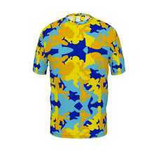 Load image into Gallery viewer, Yellow Blue Neon Camouflage Slim Fit Mens T-Shirt by The Photo Access