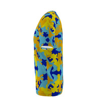 Load image into Gallery viewer, Yellow Blue Neon Camouflage Slim Fit Mens T-Shirt by The Photo Access