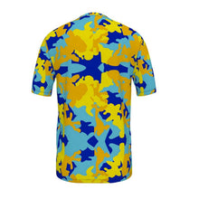 Load image into Gallery viewer, Yellow Blue Neon Camouflage Slim Fit Mens T-Shirt by The Photo Access