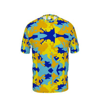 Load image into Gallery viewer, Yellow Blue Neon Camouflage Mens Cut And Sew T-Shirt by The Photo Access