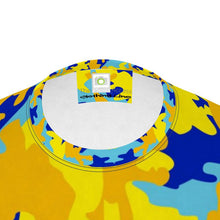 Load image into Gallery viewer, Yellow Blue Neon Camouflage Mens Cut And Sew T-Shirt by The Photo Access