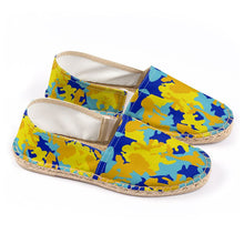 Load image into Gallery viewer, Yellow Blue Neon Camouflage Espadrilles by The Photo Access