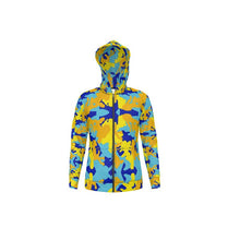 Load image into Gallery viewer, Yellow Blue Neon Camouflage Hoodie by The Photo Access