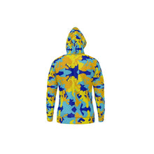 Load image into Gallery viewer, Yellow Blue Neon Camouflage Hoodie by The Photo Access
