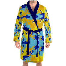 Load image into Gallery viewer, Yellow Blue Neon Camouflage Bathrobe by The Photo Access