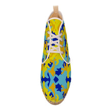 Load image into Gallery viewer, Yellow Blue Neon Camouflage Hi Top Espadrilles by The Photo Access