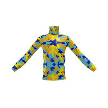 Load image into Gallery viewer, Yellow Blue Neon Camouflage Mens Slim Fit Roll Neck by The Photo Access