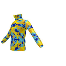 Load image into Gallery viewer, Yellow Blue Neon Camouflage Mens Slim Fit Roll Neck by The Photo Access