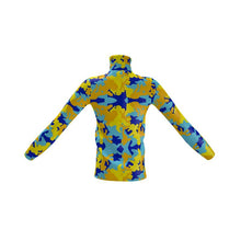 Load image into Gallery viewer, Yellow Blue Neon Camouflage Mens Slim Fit Roll Neck by The Photo Access