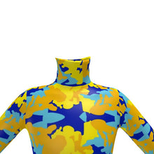 Load image into Gallery viewer, Yellow Blue Neon Camouflage Mens Slim Fit Roll Neck by The Photo Access