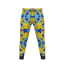 Load image into Gallery viewer, Yellow Blue Neon Camouflage Mens Jogging Bottoms by The Photo Access