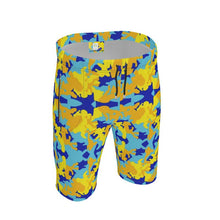 Load image into Gallery viewer, Yellow Blue Neon Camouflage Mens Sweat Shorts by The Photo Access