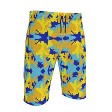 Load image into Gallery viewer, Yellow Blue Neon Camouflage Mens Sweat Shorts by The Photo Access