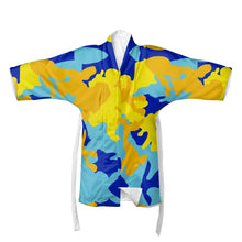 将图片加载到图库查看器,Yellow Blue Neon Camouflage Kimono by The Photo Access