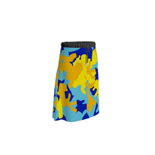 Load image into Gallery viewer, Yellow Blue Neon Camouflage Skirt by The Photo Access