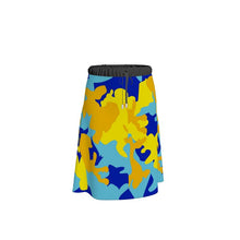 Load image into Gallery viewer, Yellow Blue Neon Camouflage Skirt by The Photo Access