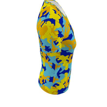 Load image into Gallery viewer, Yellow Blue Neon Camouflage Ladies Cut And Sew T-Shirt by The Photo Access