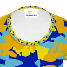 Load image into Gallery viewer, Yellow Blue Neon Camouflage Ladies Cut And Sew T-Shirt by The Photo Access