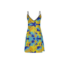 Load image into Gallery viewer, Yellow Blue Neon Camouflage Slip Dress by The Photo Access