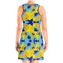 Load image into Gallery viewer, Yellow Blue Neon Camouflage Vest Dress by The Photo Access