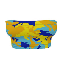 Load image into Gallery viewer, Yellow Blue Neon Camouflage Bandeau Boob Tube by The Photo Access