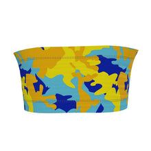 Load image into Gallery viewer, Yellow Blue Neon Camouflage Bandeau Boob Tube by The Photo Access