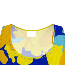 Load image into Gallery viewer, Yellow Blue Neon Camouflage Skater Dress by The Photo Access