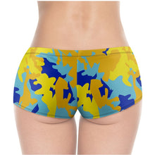 将图片加载到图库查看器,Yellow Blue Neon Camouflage Hot Pants by The Photo Access