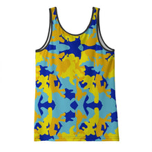 将图片加载到图库查看器,Yellow Blue Neon Camouflage Ladies Vest Top by The Photo Access