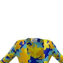 将图片加载到图库查看器,Yellow Blue Neon Camouflage Ladies Cardigan by The Photo Access