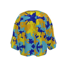 将图片加载到图库查看器,Yellow Blue Neon Camouflage Kimono Jacket by The Photo Access