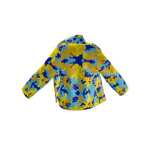 将图片加载到图库查看器,Yellow Blue Neon Camouflage Wrap Blazer by The Photo Access