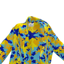 将图片加载到图库查看器,Yellow Blue Neon Camouflage Wrap Blazer by The Photo Access