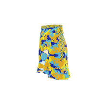 Load image into Gallery viewer, Yellow Blue Neon Camouflage Flounce Skirt by The Photo Access