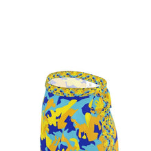 Load image into Gallery viewer, Yellow Blue Neon Camouflage Flounce Skirt by The Photo Access