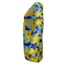 将图片加载到图库查看器,Yellow Blue Neon Camouflage Ladies Cardigan With Pockets by The Photo Access