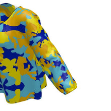 Cargar imagen en el visor de la galería, Yellow Blue Neon Camouflage Womens Blouse by The Photo Access