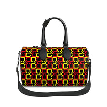 Load image into Gallery viewer, Abstract Red & Yellow Geometric Duffle Bag by The Photo Access
