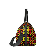 Load image into Gallery viewer, Abstract Red & Yellow Geometric Duffle Bag by The Photo Access